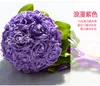 2018 Beautiful Wedding Bridal Bouquet Wedding Decoration Bridesmaid Flower Pearls with Silk Rose Purle Ivory Pink and Red 18 piece7969469