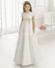 Vintage Flower Girl Dresses For Wedding Empire Midja Kort ärm Tulle med spetsar Sash Children First Communion Gowns256R