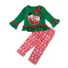 Kids Christmas Pajamas Girls Clothes Sets Cartoon Outfits Long Sleeve Tops+Floral Pants Two Piece Suit Children Clothing Autumn Baby Clothes