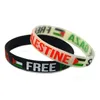 1PC Save Gaza Palestine Bransoletka silikonowa wypełniona logo flagowym Czarnym i przezroczystym Color2935