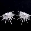 Fashion Emerald Crystals Earrings Silver Rhinestones Flower Stud Earring For Women Bridal Jewelry 2 Colors Wedding Gift For Friend