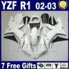 White Injection Mote Fairings för Yamaha R1 2002 2003 Body Kits YZF1000 02 03 YZF R1 Fairing Kit Set 4H6A Bodywork + 7 Presenter