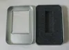 100 stks Rechthoekige USB-box met venster Metalen verpakking Transparante geschenkdoos Maat 90x60x18 mm 3.54x2.36x0.71 inch.