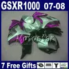 Motorcykel Fairing Kit för Suzuki GSXR1000 2007 GSX-R1000 2008 Blue Red Corona Bodywork Fairings Set K7 07 08 GSXR 1000 GJ64 + SEAT COWL