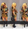 Nueva moda mujer vestido corto corto impresión africana más el tamaño Dashiki Boho vestido de manga larga camisa de un solo pecho