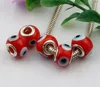 100pcs Evil Eye red Color Colored Glaze 5mm Big Hole Glass Beads Fit Charm Bracelet DIY Jewelry 14mm