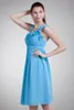 Custom Made Chic Ruched Knee-Length Square Neckline A-Line Ärmlös Homecoming / Bridesmaid Dress