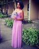 New Bridesmaid Dresses Long Chiffon Sexig Backless Custom Made Maid of Honor Gowns Billiga V-hals Ruffles Bröllop Gästklänningar för kvinnor