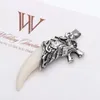 Colliers pendentifs hommes Antique argent Tribal blanc Stark loup Fang dent Boho pendentif extérieur hommes colliers