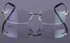 Quality cheap prescription glasses frame rimless rectangular frame tortoise plank legs three colors eyeglasses for men 580509991202