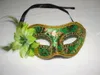 Exquis flathead or velours plume fleurs masque mascarade fleur de lys princesse masque pour dame mélanger les couleurs 10pcslot1531062
