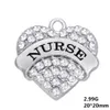 Free shipping New Fashion Easy to diy 5pcs a lot rhodium plated Nurse crystal letters charm jewelry making fit for necklace or bracelet