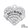 Gratis Verzending Nieuwe Mode Gemakkelijk te DIY 5 stks Veel Rhodium Plated Nurse Crystal Letters Charm Sieraden Maken Fit voor Ketting of Armband