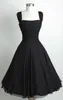 SimpleBlack short chiffon calf length beach bridesmaid dress prom party dress vintage prom dress little black chiffon ruched Cheap under 60$