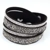 Hot Sale Double Wrap Bracelet With Crystal and Glass Seed Beads Korean FlanneletteAdjustable wrapped bracelets 3 colors