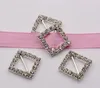 Varm sälja! 100PCS Square Wedding Invitatin Bling Diamante Ribbon Slider Spänne 21.5 * 21.5mm, Bar 11mm