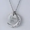 Mode-Anhänger-Halskette „Ich liebe dich bis zum Mond und zurück“, Retro-Silber-Anhänger-Halskette, Gold/Silber-Halskette, Charm-Anhänger, Liebes-Mond-Halskette