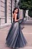 Formal Black Tulle Elegant Evening Dresses Satin Spaghetti Straps V Neck Vintage Long Cut Out Prom Party Dresses Custom Made Women1155244
