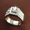 Maat 8-13 Hot koop Luxe Sieraden 10kt witgoud gevuld wit topaas Gem Mannen bruiloft gesimuleerde Diamond Wedding Engagement Ring set cadeau