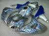 Injektionsgjutning Full Fairing Kit för Honda CBR1000RR 2006 2007 Blue Flames i Silver CBR 1000 RR 06 07 Fairings Set BB36 + 7Gifts