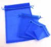 Sacs de pochettes de pochettes de bijoux Royal Blue Organza pour les faveurs 7x9cm 9x11cm 13x18cm perles 100pcslot4391407