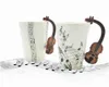 Tea Coffee Milk Water Mok Ceramic Bone China Mok met handvat Love Music Viool Noten houdt theekopje bruiloft brithday kerstcadeau met geschenkdoos witte vaatwass veilig