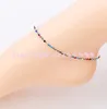 12pcs lot 12colors Silver Plated Fresh Full Clear Colorful Rhinestone Czech Crystal Circle Spring Anklets Body Jewelry281c