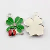 50pcs Green Enamel Lucky Grass With Ladybug Charm Pendant DIY Jewelry 18X 22MM Fit Bracelets Necklace Earrings