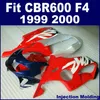 100 parti di stampaggio ad iniezione kit carenatura completa per honda cbr 600 f4 1999 2000 rosso 99 00 cbr600 f4 bodykits y9ki