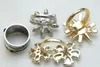 10 unids / lote mezcla tamaño de estilo oro anillos de moda de cristal para bricolaje regalo de joyería artesanía RI55