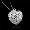 Fabrikspris 925 Sterling Silver Hollow Heart Pendant Halsband Mode Smycken Alla hjärtans daggåva till tjejer Gratis frakt