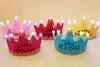 Couronne Led Joyeux Anniversaire Cap Coloré Non Tissé Chapeau Roi Princesse Lumineux Led Anniversaire Casquette Chapeau Événement Fête Festival Décoration IC891