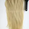 160g 10 sztuk / zestaw Clip In On Hair Extensions Double Drown Prosty 20 22 cali Brazylijski Indian Remy Human Hair # 613 / Bleach Blonde