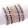 Novos 10 cores Moda Mulheres 3-Row Rhinestone Cristal Trims Tênis Primavera Pulseiras 6inches Jóias