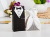 FedEx DHL Gratis frakt Nyaste Fashion Bride and Groom Box Bröllop Favor Boxes Presentförpackning Candy Box, 1000PCS / Lot (= 500PAirs)
