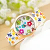 Whole-New Fashion Quartz Watch Rose Flower Print Silicone Watches Floral Jelly Sports Montres pour femmes hommes Girls Pink Who278p