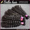 3 Bundles with Lace Closure 5x5 Curly Wave Natural Black Virgin Weaves Weft 4 PCS/Lot Brazilian Peruvian Indian Bella Hair