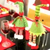 يغطي زجاجة النبيذ عيد الميلاد أكياس النبيذ الأحمر الديكور سانتا ثلج نمط مع 2PCS جميلة التعادل الأحمر مع حزمة البيع بالتجزئة انخفاض الشحن