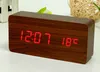 ファッション熱いモダンなセンサーの木製時計デュアルLEDディスプレイ竹の時計デジタルアラーム時計LEDクロックショー温度タイムボイスコントロール