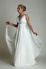 Grekisk stil bröllopsklänningar med Watteau tåg 2020 Sexig V-Neck Long Chiffon Grecian Beach Maternity Bröllopsklänningar Grecian Bridal Dress