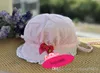 Girls Summer Hats Cap Summer Korean Style Girls Sun Caps Kinder Kinder Mode Sweet Druck gestreifter Spitzen -Bogenknoten Chalaza Bab5755143