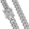 Cadena de acero inoxidable 316L, oro de 18 quilates, cierre de fundición electrochapada, collar de eslabones cubanos con bordillo de diamante, cadenas para hombres, joyería de 24 "30" 14mm