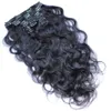 10~26インチ体波ブラジルの非レミリアの髪＃1B人の髪の伸びの中の自然な黒い色の人間の髪のクリップ100g 10pcs /ロットフルヘッド