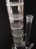 H: 47 cm, T: 6 cm. Glasbong, handliche Wasserpfeife, 7-lagige Wabenstruktur, Perkolator, Bubbler, Recycler, Bohrinseln, Aschefänger, 18 mm Gelenk, Glasschale, tragbar