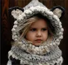 Fox design winter beanies windproof hats and scarf set for kids children crochet headgear soft warm hats 3 design free shipping