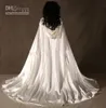 2020 Custom made nuovo economico romantico mantello da sposa con cappuccio mantelli da sposa lunghi bianchi avorio con involucri da sposa in raso Br264s