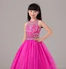 Pink Beaded Pageant Dress For Little Girls Full Skirt Long Tulle Kids Party Gown Birthday Dress Custom Made6226514