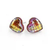 Fashion Stainless Steel Love Heart Druzy Drusy Resin Mermaid Fish Scale Pattern Women Heart Cabochon Stud Earrings