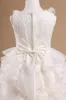 2016 Blanc Princesse Fleur Fille Pageant Robes Enfants Tulle Étage Longueur Communion Robe De Fête De Mariage