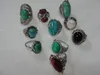Vintage turquoise antieke zilveren ringen mix size turquoise mix 10 stijlen 10pcs / lot vintage edelsteen ringen turquoise ringen